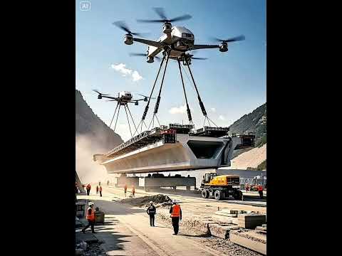 Seeing this drone lifting bridge, the giant can easily rise and fall