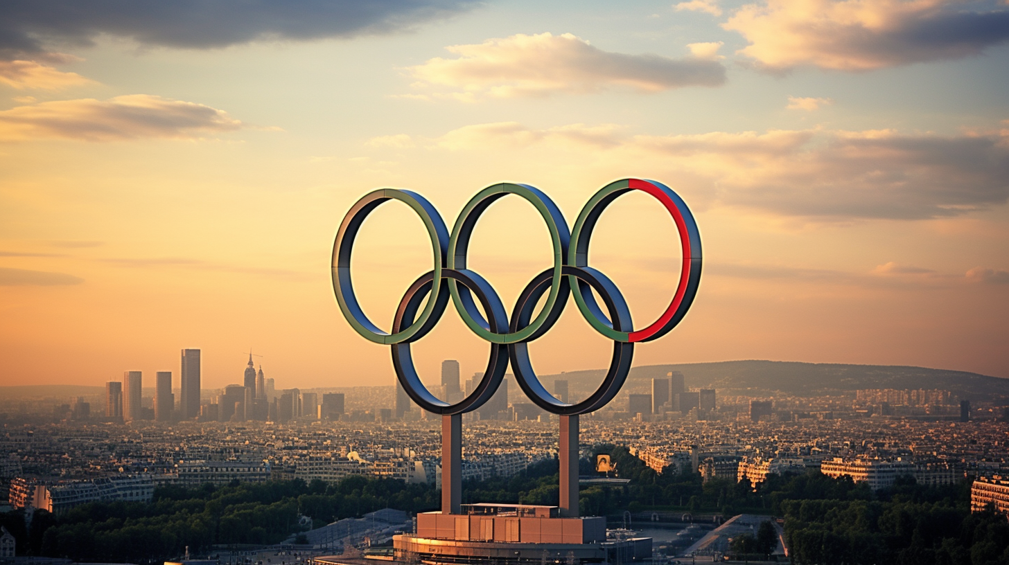 Paris feiert die Ankunft der Olympischen Spiele mit Ringen am Eiffelturm 