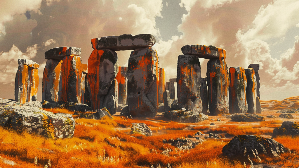 Por que Stonehenge foi pintado de laranja?