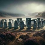 A detailed, high-definition image that portrays the enigmatic vibe of an ancient stone structure similar to Stonehenge, located in the highlands. The atmosphere is filled with mystery and the structure is surrounded by misty moorlands. The complex consists of a circular arrangement of standing stones, carefully positioned. Surrounding the structure, wild heather and grass dance in the highland winds, contributing to the undeniably mystical environment.