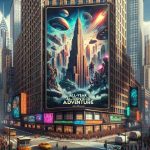 Imagine a high-definition photo capturing the vivid anticipation of an upcoming all-year sci-fi adventure in a bustling cityscape, known as Metropolis. Dramatic skyscrapers stretch towards a cloud-swept sky while neon signs bear messages of the impending adventure. An illustrative poster is boldly displayed on the side of the buildings, showcasing fantastic extraterrestrial landscapes and futuristic technologies, teasing the excitement to come. The streets throng with diverse crowds, people of various descents - Caucasian, Hispanic, Black, Middle Eastern, South Asian, and more, reflecting the city's cosmopolitan ambiance.