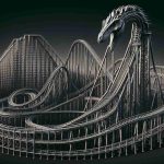 A detailed and high-definition image of a freshly unveiled, state-of-the-art raptor coaster. The roller coaster should be the epitome of modern thrill ride design, with towering peaks, plunging drops, and tear-inducing speeds. The architecture of the roller coaster should distinctively suggest advanced engineering principles, while the theme of the coaster should be noticeably bold and futuristic.