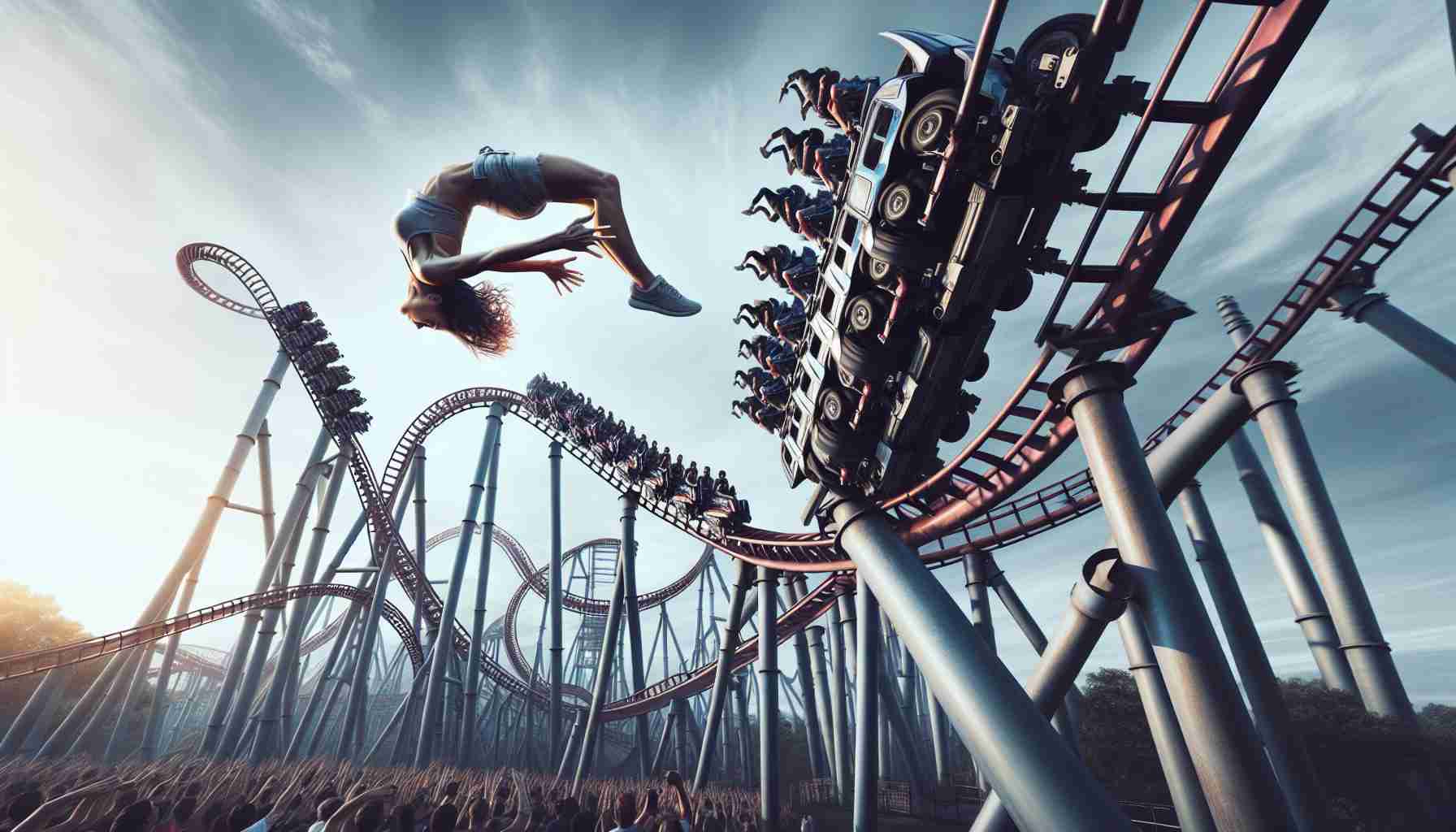 Exciting Footage Shows Thrill-Seeker's Daring Escape from Roller Coaster Adventure 